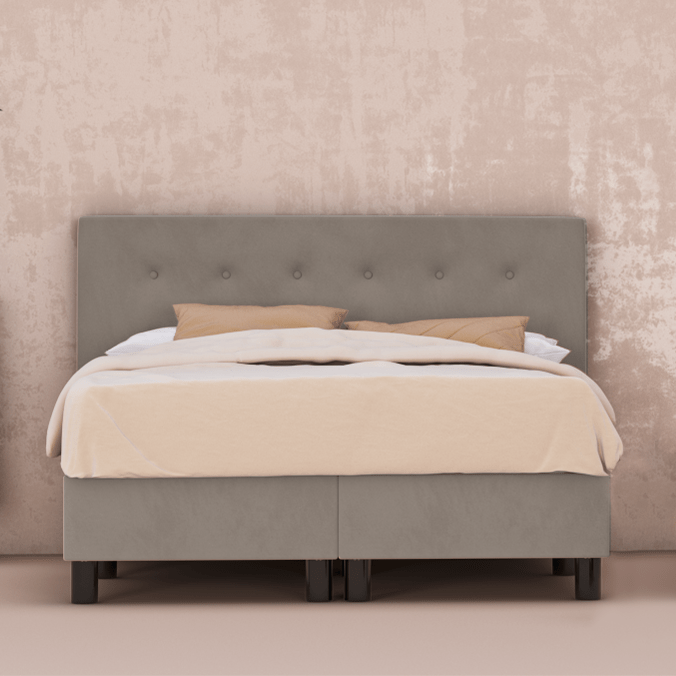 erkendmatras boxspring hoofdbord knopen velvet taupe