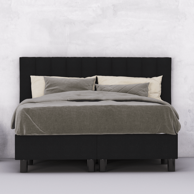 erkendmatras boxspring hoofdbord banen stof antraciet