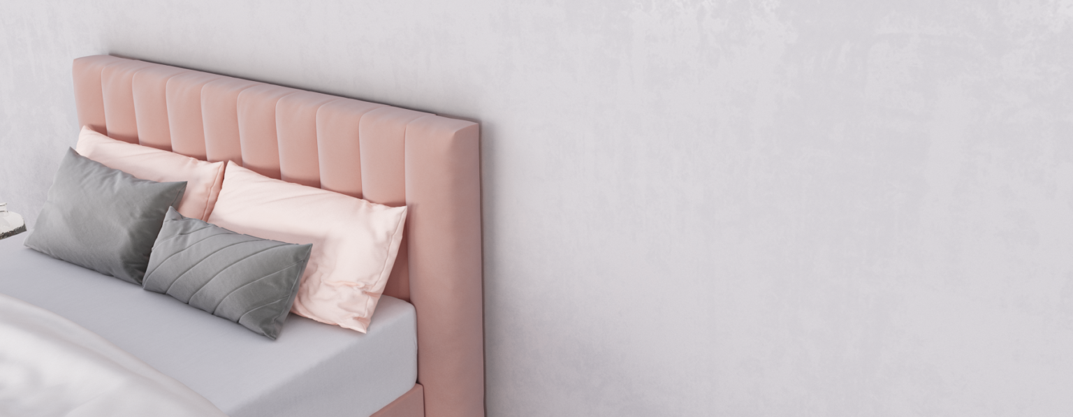 erkendmatras boxspring hoofdbord banen velvet roze uitzoom