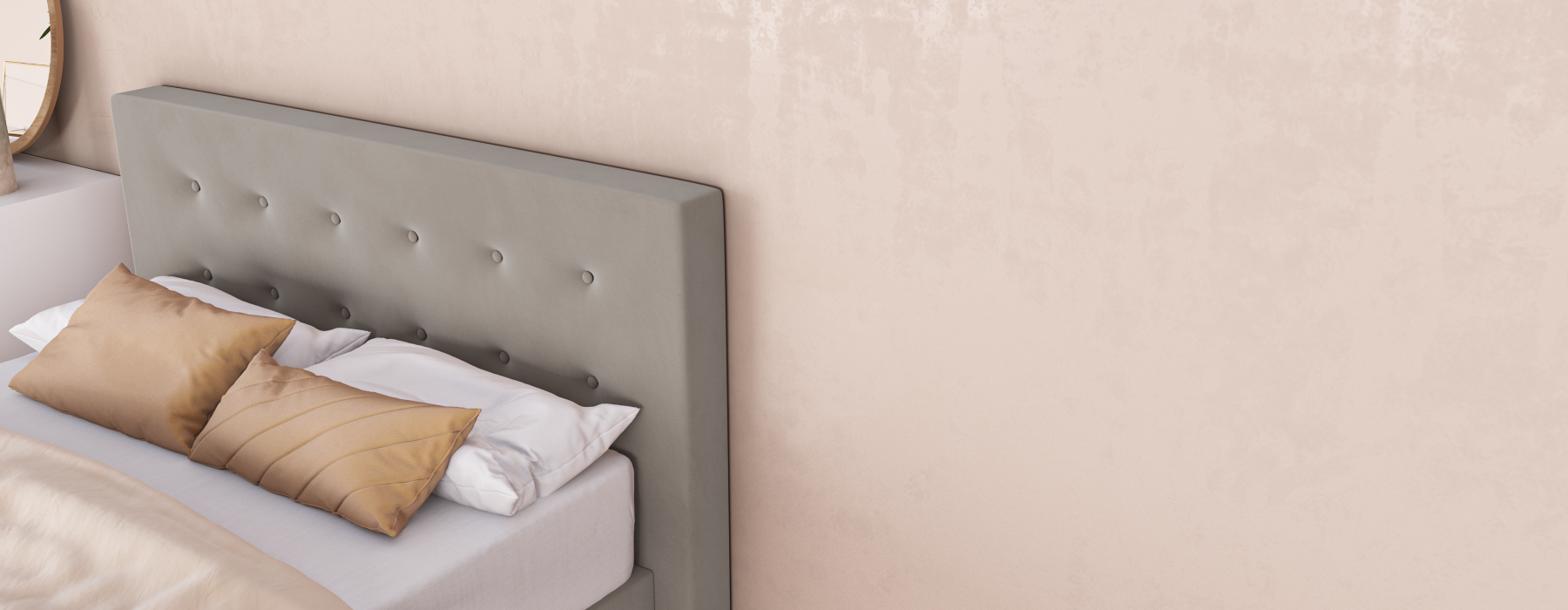 erkendmatras boxspring hoofdbord knopen velvet taupe uitzoom