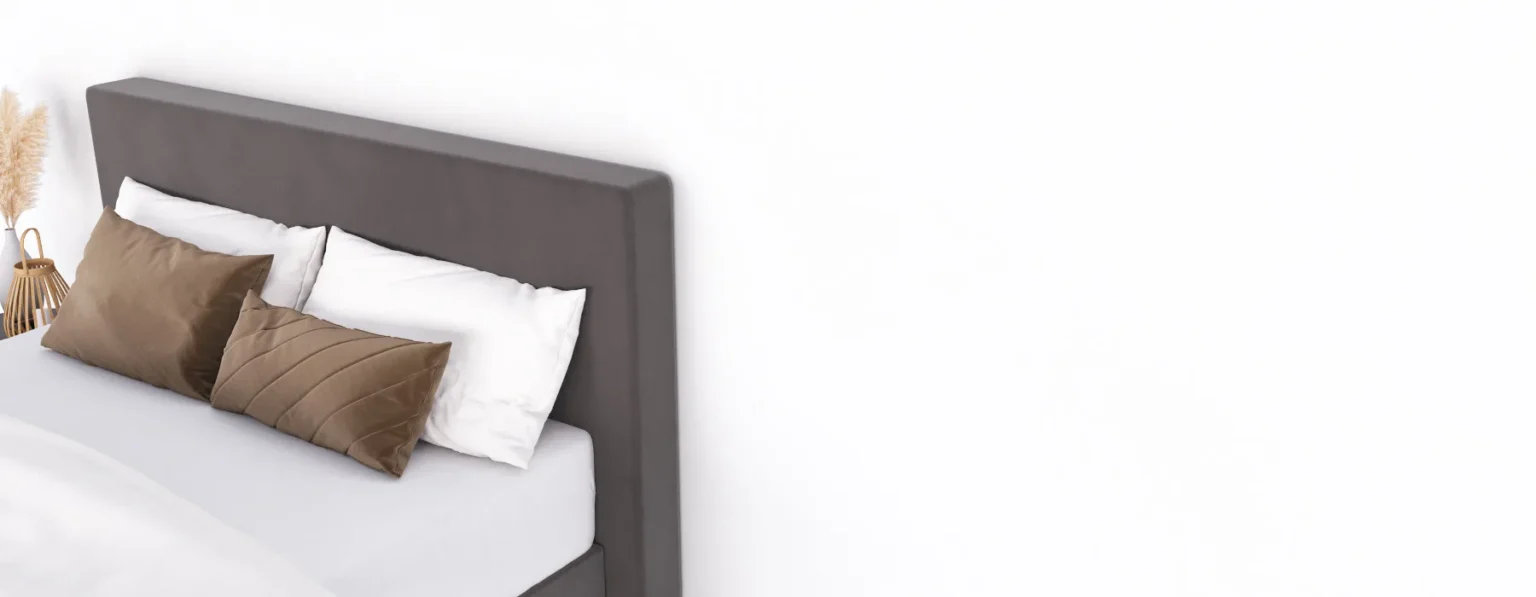 erkendmatras boxspring hoofdbord vlak velvet grijs uitzoom