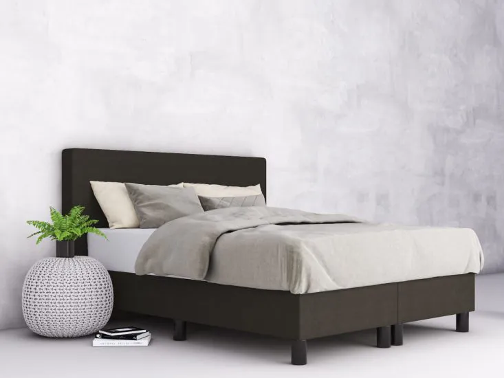 erkendmatras boxspring hoofdbord vlak stof antraciet slaapkamer