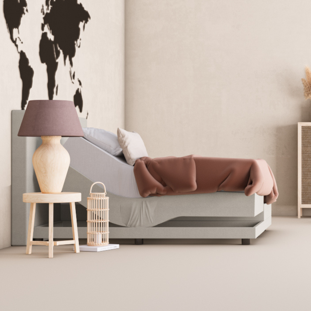 Elektrische boxspring licht grijs