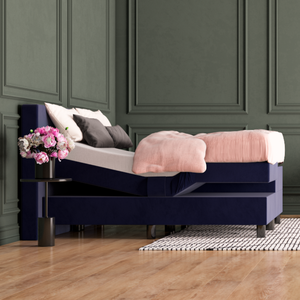 Elektrische boxspring blauw velvet 80x200