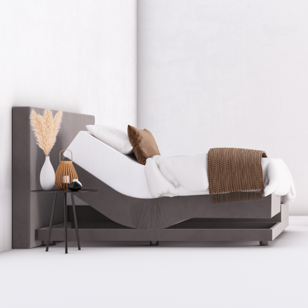 Elektrische boxspring velvet grijs