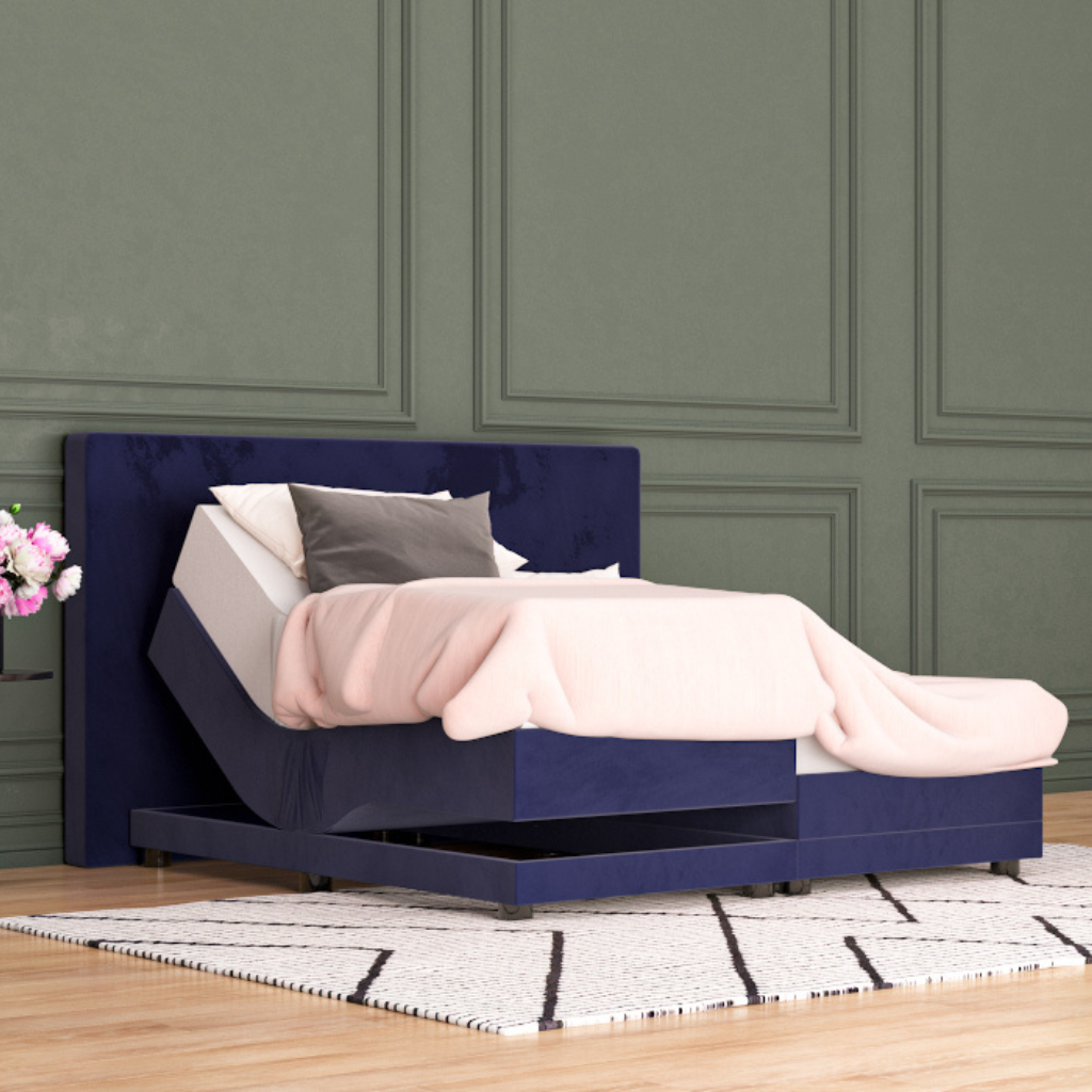 Elektrische Boxspring Velvet Blauw
