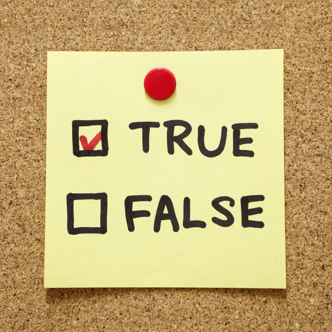 Bordje met true (waar) of false (niet waar), met true (waar) aangevinkt