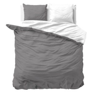 Double Face Dekbedovertrek Wit/Grijs