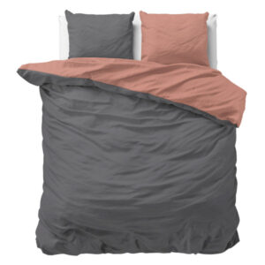 Double Face Dekbedovertrek Antraciet/Roze