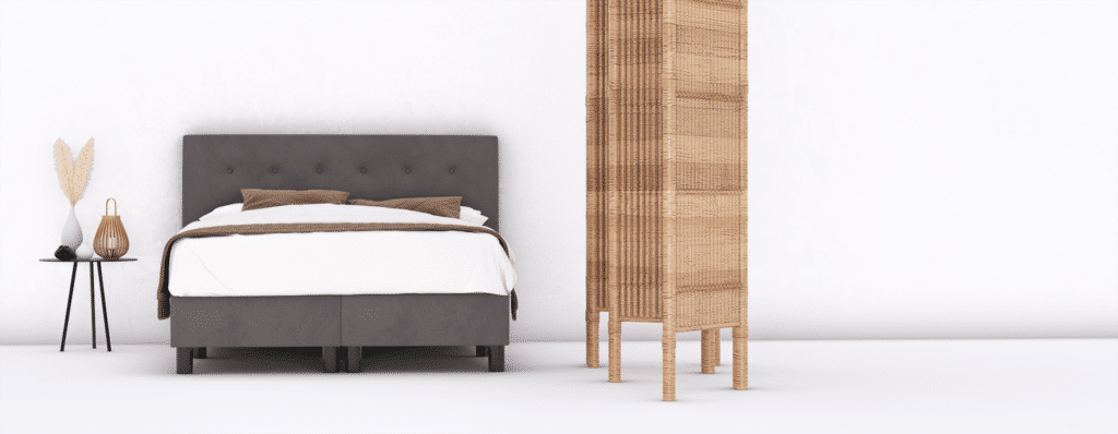 erkendmatras boxspring hoofdbord knopen stof bruin
