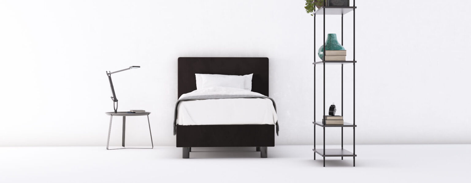 Boxspring zwart voorkant 1 persoon