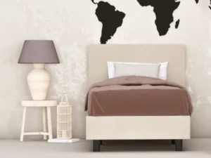 erkendmatras boxspring hoofdbord vlak velvet beige slaapkamer