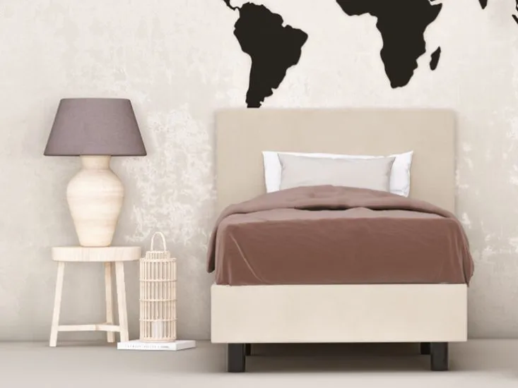 erkendmatras boxspring hoofdbord vlak velvet beige slaapkamer