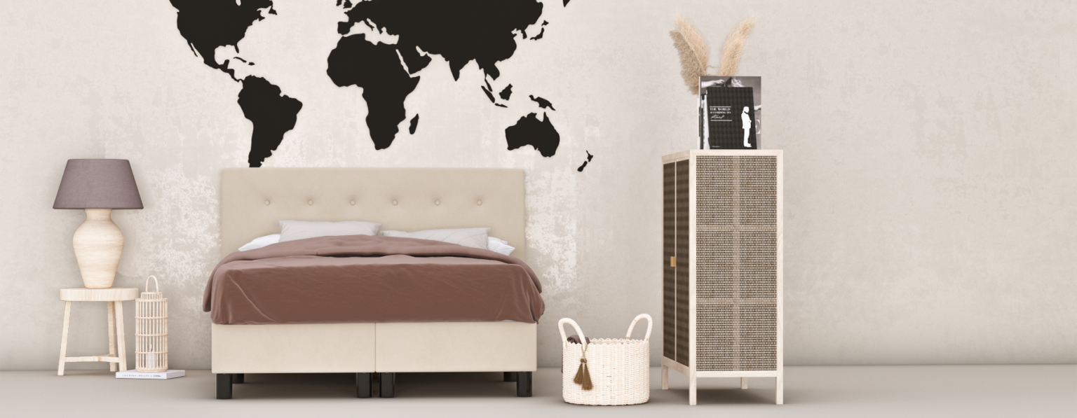 erkendmatras boxspring hoofdbord knopen velvet beige