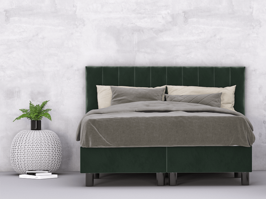 erkendmatras boxspring hoofdbord banen velvet donkergroen