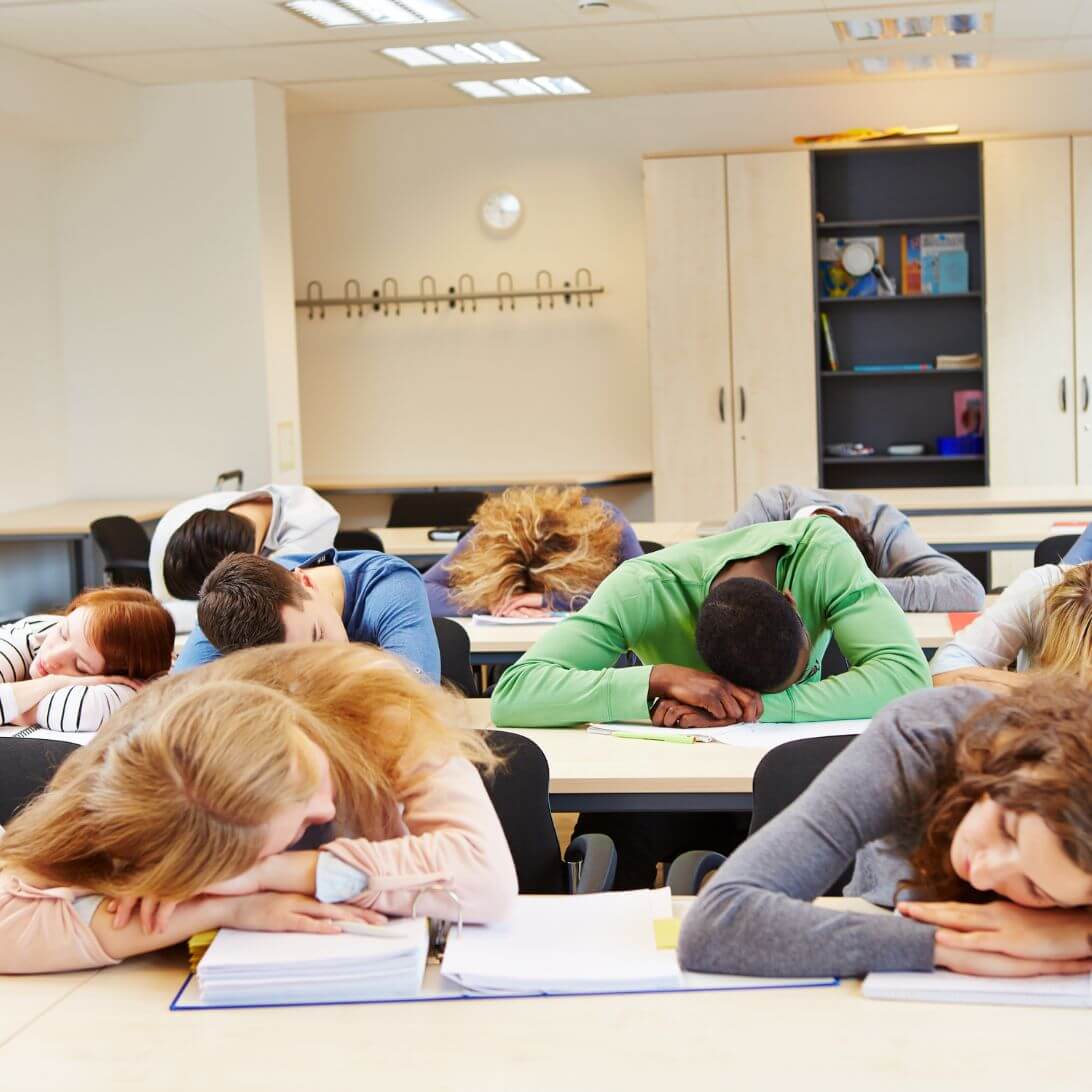 Leerlingen volgen een slaapcursus