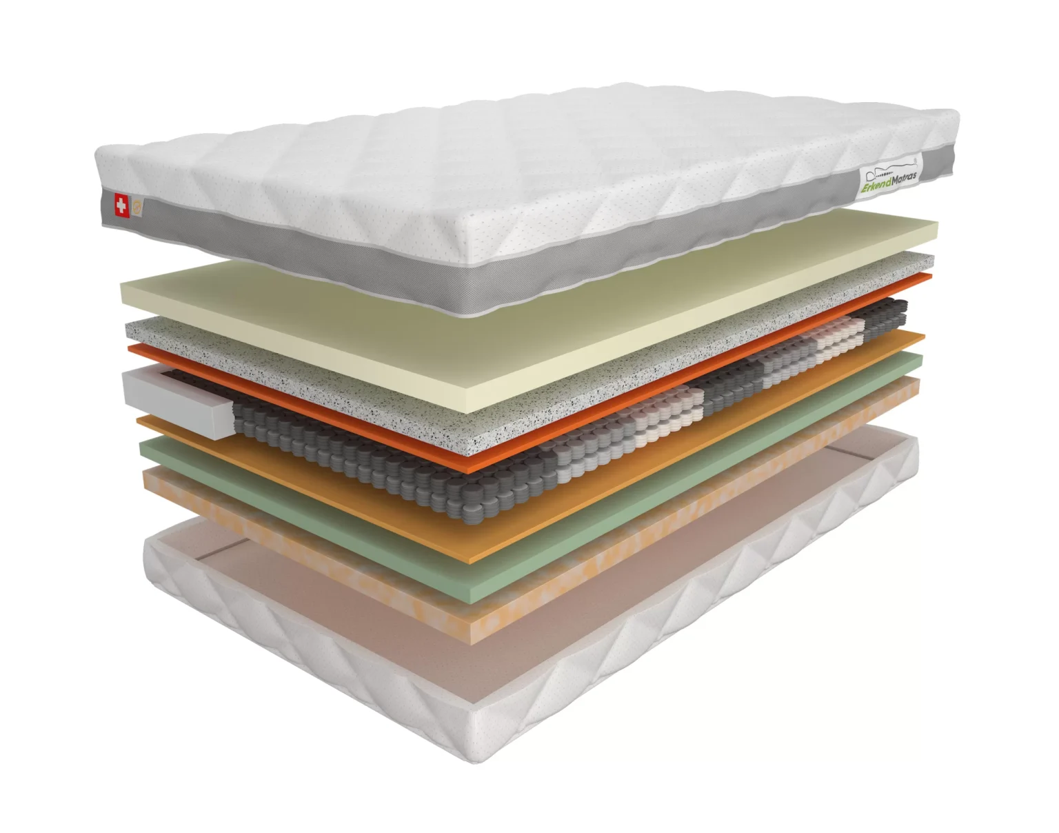 Twijfelaar matras open met lagen